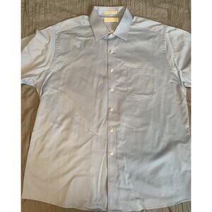 Michael Kors 17 1/2 34/35 Blue Button Up shirt 100% ctn Career Sport Casual
